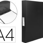 Classeur liderpapel 4 anneaux 25mm a4 260x315mm polypropylene dos 40mm porte-cartes visite coloris noir
