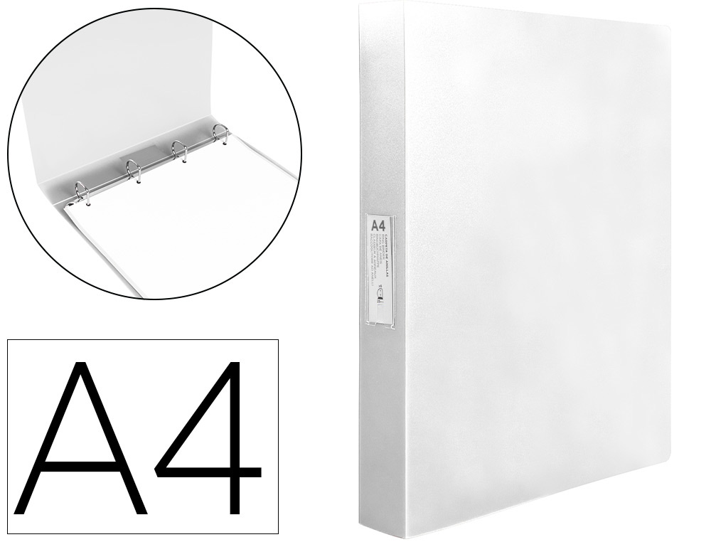 910893g-2.jpg Classeur liderpapel 4 anneaux 25mm a4 260x315mm polypropylene dos 40mm porte-cartes visite coloris transparent – Image 1