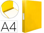 Classeur liderpapel 4 anneaux 25mm a4 260x315mm polypropylene dos 40mm porte-cartes visite coloris jaune