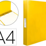 Classeur liderpapel 4 anneaux 25mm a4 260x315mm polypropylene dos 40mm porte-cartes visite coloris jaune