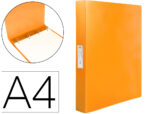 Classeur liderpapel 4 anneaux 25mm a4 260x315mm polypropylene dos 40mm porte-cartes visite coloris orange
