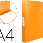 Classeur liderpapel 4 anneaux 25mm a4 260x315mm polypropylene dos 40mm porte-cartes visite coloris orange
