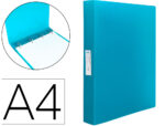 Classeur liderpapel 4 anneaux 25mm a4 260x315mm polypropylene dos 40mm porte-cartes visite coloris bleu