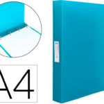 Classeur liderpapel 4 anneaux 25mm a4 260x315mm polypropylene dos 40mm porte-cartes visite coloris bleu