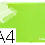 Chemise liderpapel polypropylene dos flexible a4 210x297mm 4/10e 3 rabats 100f elastique jaune fluo opaque