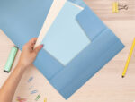 Chemise liderpapel polypropylene dos flexible a4 210x297mm 4/10e 3 rabats 100f elastique bleu ciel opaque – Image 8
