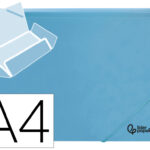 Chemise liderpapel polypropylene dos flexible a4 210x297mm 4/10e 3 rabats 100f elastique bleu ciel opaque