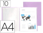 Protege-documents liderpapel polypropylene couverture      flexible 10 pochettes fixes   a4 210x297mm lavande opaque