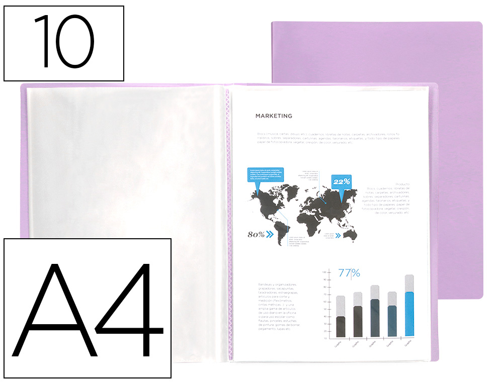 910992g-2.jpg Protege-documents liderpapel polypropylene couverture flexible 10 pochettes fixes a4 210x297mm lavande opaque – Image 1