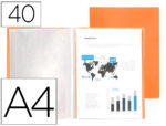 Protege-documents liderpapel polypropylene couverture      flexible 40 pochettes fixes   a4 220x297mm orange fluo