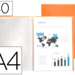 Protege-documents liderpapel polypropylene couverture      flexible 40 pochettes fixes   a4 220x297mm orange fluo