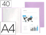 Protege-documents liderpapel polypropylene couverture      flexible 40 pochettes fixes   a4 220x297mm lavande opaque