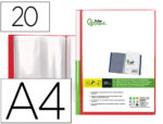 Protege-docs liderpapel kangourou personnalisable     polypro 20 pochettes fixes a4 210x297mm rouge translucide