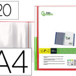Protege-docs liderpapel kangourou personnalisable     polypro 20 pochettes fixes a4 210x297mm rouge translucide