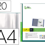 Protege-docs liderpapel kangourou personnalisable     polypro 20 pochettes fixes a4 210x297mm vert translucide