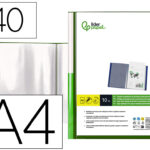 Protege-docs liderpapel kangourou personnalisable     polypro 40 pochettes fixes a4 210x297mm vert translucide