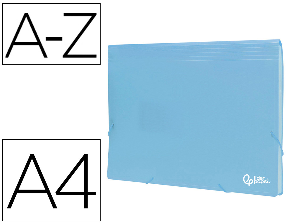 911057g-1.jpg Trieur liderpapel polypro a4 210x297mm 700 microns 13 compartiments fermeture elastique coloris bleu ciel opaque – Image 1
