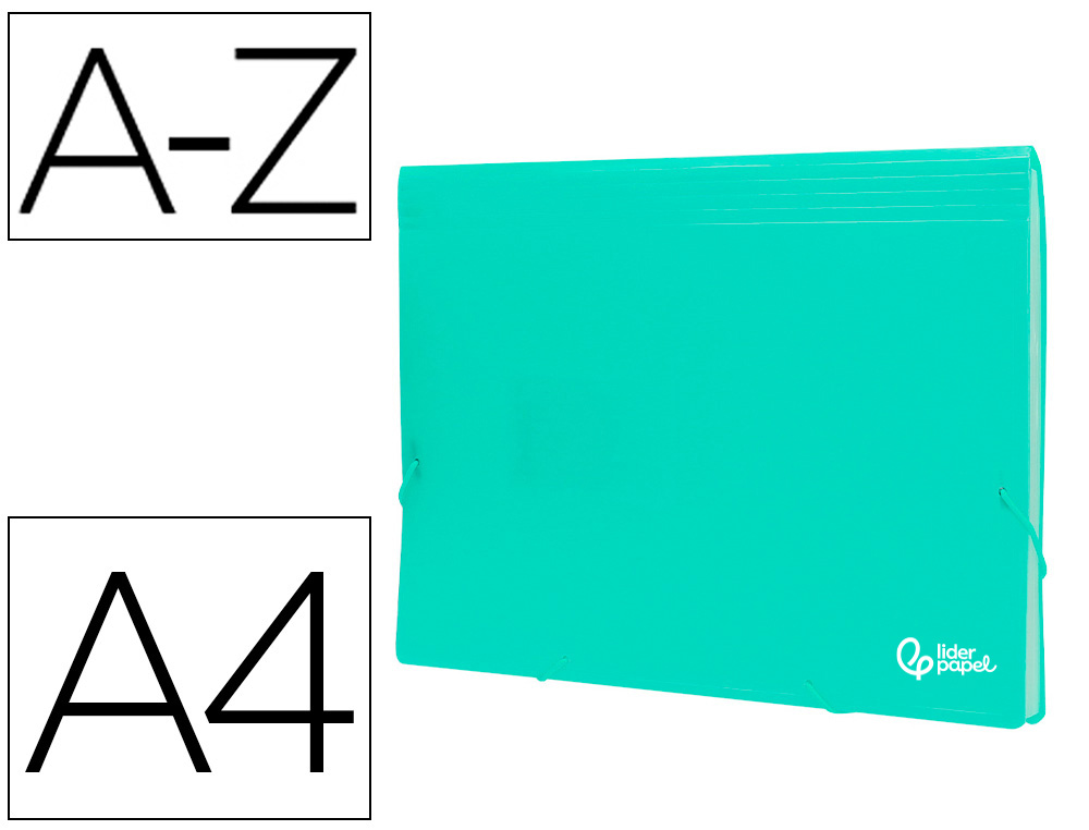 911058g-1.jpg Trieur liderpapel polypro a4 210x297mm 700 microns 13 compartiments fermeture elastique coloris vert pomme opaque – Image 1