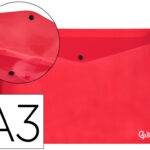 Pochette enveloppe liderpapel polypropylene 180 microns a3  420x297mm 50f fermeture       bouton resistant rouge
