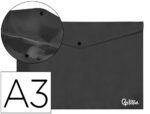 Pochette enveloppe liderpapel polypropylene 180 microns a3  420x297mm 50f fermeture       bouton resistant noir opaque