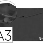 Pochette enveloppe liderpapel polypropylene 180 microns a3  420x297mm 50f fermeture       bouton resistant noir opaque