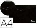Pochette enveloppe liderpapel polypropylene 180 microns a4  97x210mm 50f fermeture bouton resistant noir opaque