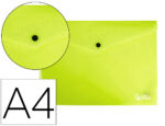Pochette enveloppe liderpapel polypropylene 180 microns a4  97x210mm 50f fermeture bouton jaune fluo opaque