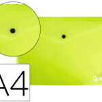 Pochette enveloppe liderpapel polypropylene 180 microns a4  97x210mm 50f fermeture bouton jaune fluo opaque