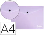 Pochette enveloppe liderpapel polypropylene 180 microns a4  97x210mm 50f fermeture bouton lavande opaque