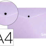 Pochette enveloppe liderpapel polypropylene 180 microns a4  97x210mm 50f fermeture bouton lavande opaque