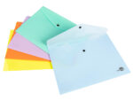 Pochette enveloppe liderpapel polypropylene 180 microns a4  97x210mm 50f fermeture bouton bleu ciel opaque – Image 2