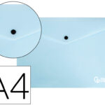 Pochette enveloppe liderpapel polypropylene 180 microns a4  97x210mm 50f fermeture bouton bleu ciel opaque