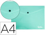 Pochette enveloppe liderpapel polypropylene 180 microns a4  97x210mm 50f fermeture bouton vert pomme opaque