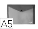 Pochette enveloppe liderpapel polypropylene 180 microns a5  210x148mm 50f fermeture       bouton resistant noir opaque