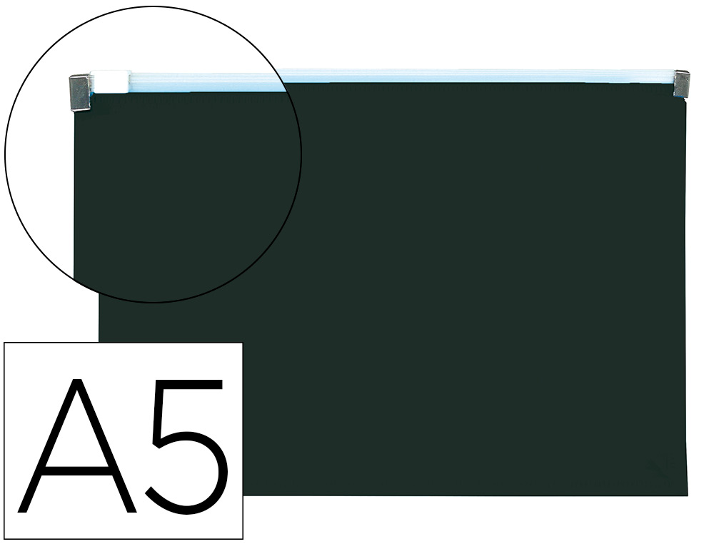 911296g-1.jpg Pochette enveloppe liderpapel polypropylene 180 microns a5 210x148mm fermeture eclair noir opaque – Image 1