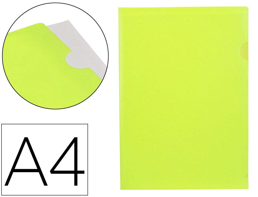 911335g-1.jpg Pochette coin liderpapel polypropylene 180 microns a4 210x297mm capacite 20f coloris jaune fluo – Image 1