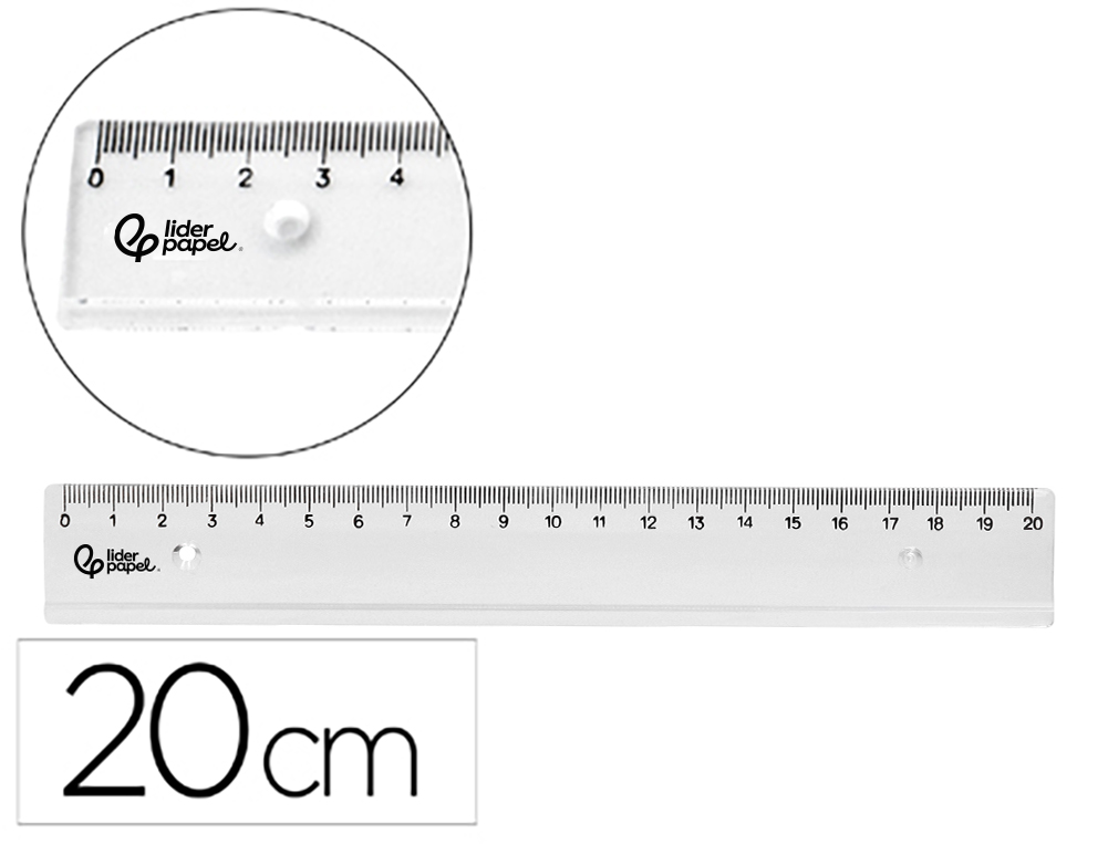 911347g-1.jpg Regle liderpapel plastique incassable transparent 20 cm – Image 1