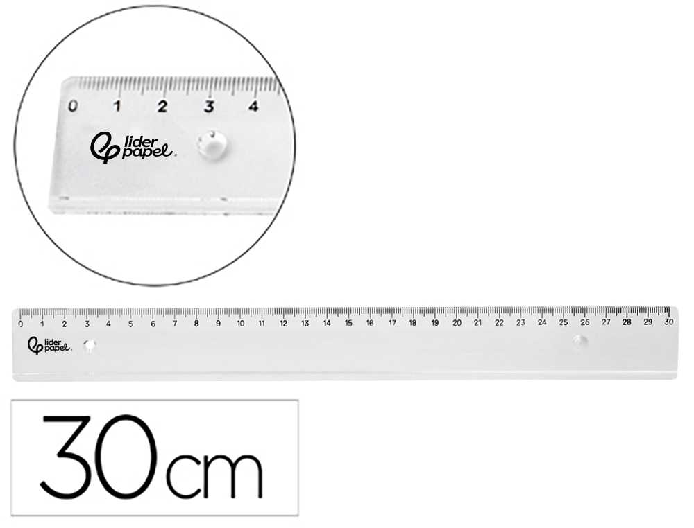911348g-1.jpg Regle liderpapel plastique incassable transparent 30 cm – Image 1