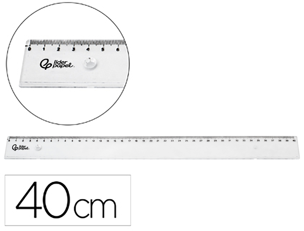 911349g-1.jpg Regle liderpapel plastique incassable transparent 40 cm – Image 1