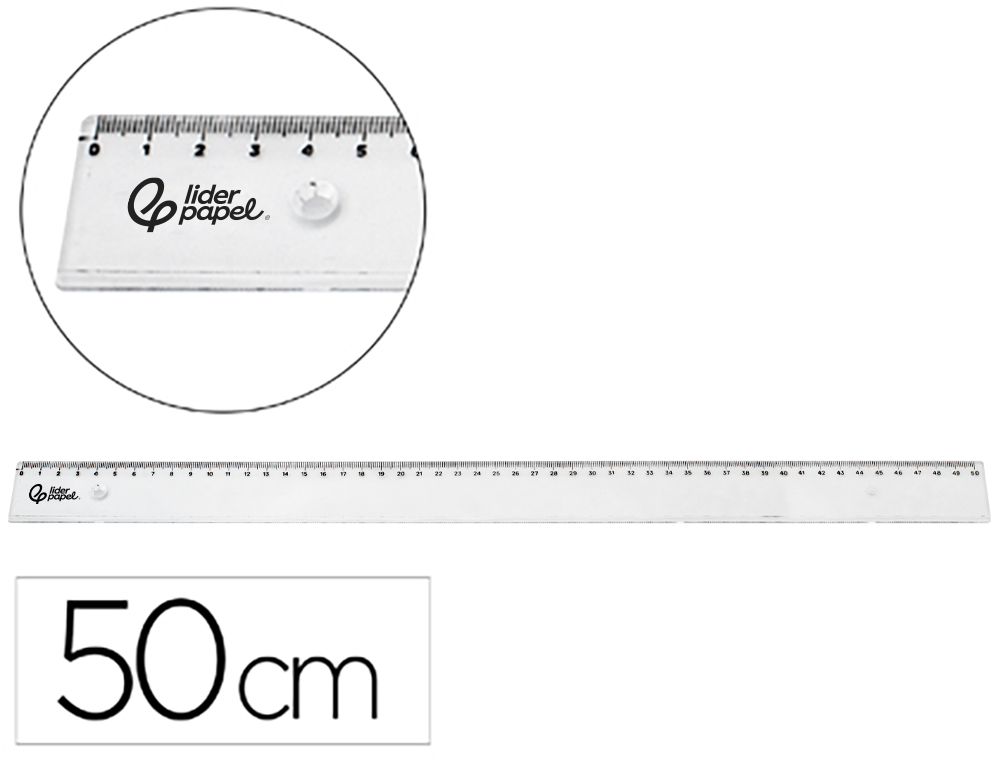 911350g-1.jpg Regle liderpapel plastique incassable transparent 50 cm – Image 1