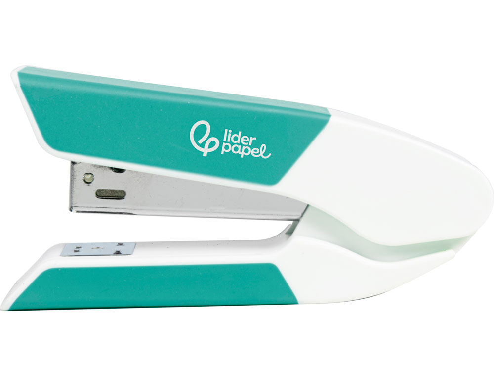 911446g-1.jpg Agrafeuse bureau liderpapel 35x65x130mm 20 feuilles agrafes 26/6 1000 agrafes coloris turquoise – Image 1