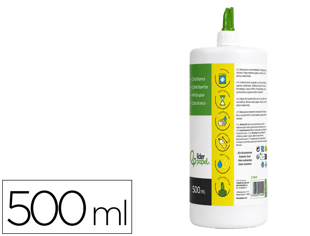 911449g-1.jpg Colle blanche liderpapel lavable tube 500ml – Image 1