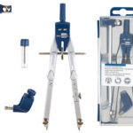 Compas liderpapel micrométrique articulé circonférence 38cm allonge vis réglage rapide bague universelle mine 2mm étui