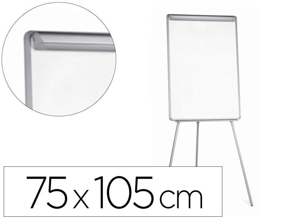 913286g-1.jpg Chevalet conférence q-connect tableau magnétique 70x100cm cadre plastique pince bloc papier auget porte-marqueurs – Image 1
