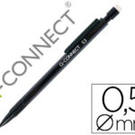 Porte-mine q-connect 0,5mm corps plastique noir embout gomme 3 mines hb agrafe noire