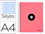 Cahier spirale antartik a4 100g couverture rembordee     seyes sans bandes 4 trous     coloris corail
