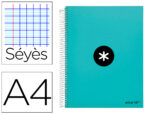 Cahier spirale antartik a4 100g couverture rembordee     seyes sans bandes 4 trous     coloris menthe
