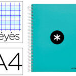 Cahier spirale antartik a4 100g couverture rembordee     seyes sans bandes 4 trous     coloris menthe