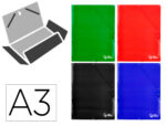 Chemise liderpapel 3 rabats a3 carte lustree 800gr        fermeture elastique coloris   assortis
