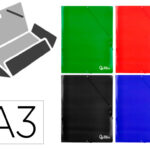 Chemise liderpapel 3 rabats a3 carte lustree 800gr        fermeture elastique coloris   assortis